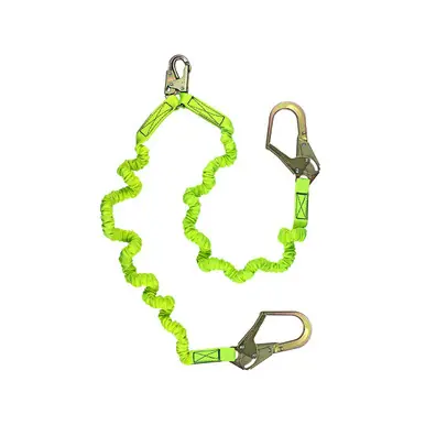 Safewaze FS596 - 6‘ Dual-Leg Stretch Low-Profile Energy Absorbing Lanyard w/ Rebar Hooks