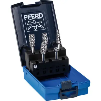PFERD 26555 5 Piece Bur Set - 1/4" Shank, Plastic Case, CAST Cut