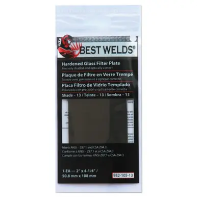 BEST WELDS 901-932-105-13 - 2" Glass Filter Plate, Shade 13, 2 x 4 1/4" Green