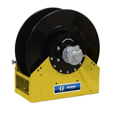 GRACO 24T024 - XD70 Diesel Fuel Hose Reel, 2" x 33 ft, Pneumatic Motor, Yellow, 600 PSI