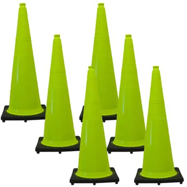 Mr. Chain 98014-6 36" Revolution Series Traffic Cones (6 Pack) Safety Green