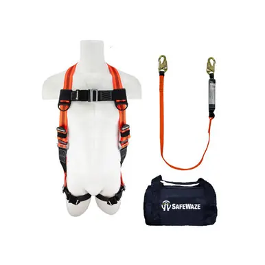 Safewaze FS126-E - Fall Protection Compliance Kit w/ Pass Through Leg Harness & Lanyard
