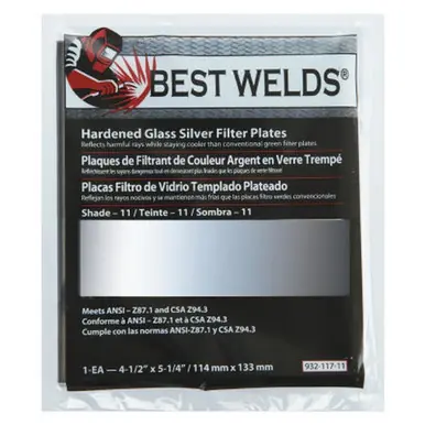 BEST WELDS 901-932-117-11 - 2" Glass Silver Mirror Filter Plate, Silver/11, 4.5" x 5.25" Glass - 15