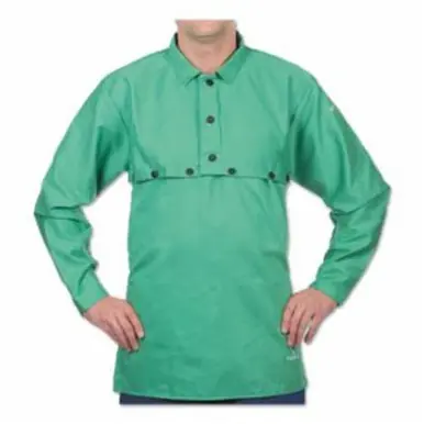 BEST WELDS 902-CA-175-14-SNAPS - Flame Retardant Sateen Bibs, 14" Snaps, One Size, Green (12pk)