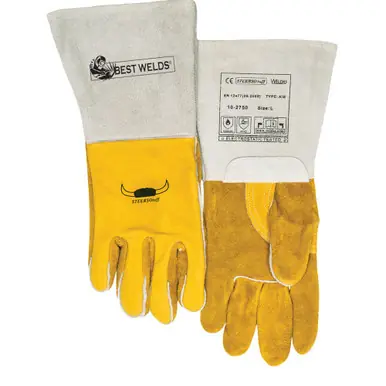 BEST WELDS 902-850GC-M - Premium Welding Gloves, Grain Cowhide, Medium, Gold