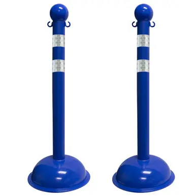 Mr. Chain 99942-2 Medium Duty 3" Reflective Stanchions (2 Pack) Blue