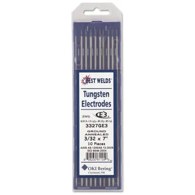 BEST WELDS 900-3327GE3 - Tungsten Electrode, E3, 7" Size 3/32