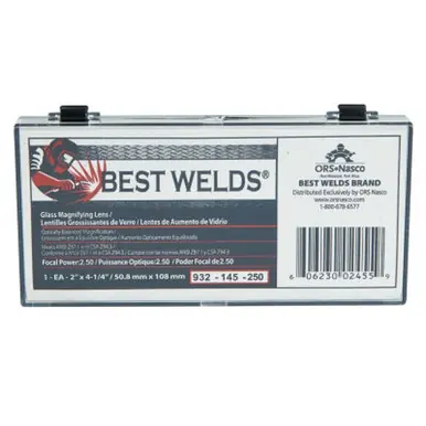 BEST WELDS 901-932-145-250 - 2" Glass Magnifier Plate, 2" x 4.25" 2.5 Diopter, Clear