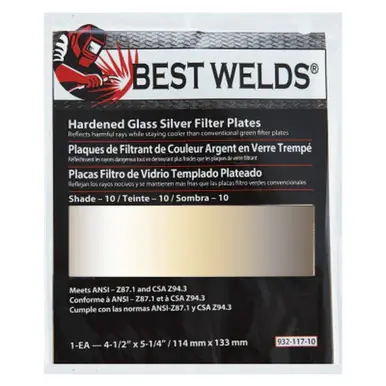 BEST WELDS 901-932-117-10 - 2" Glass Silver Mirror Filter Plate, Silver/10, 4.5 x 5.25, Glass
