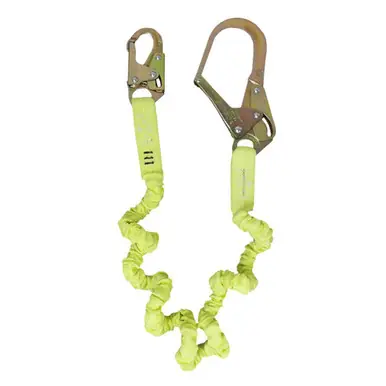 Safewaze FS595 - Low Profile Elastic Energy Absorbing Lanyard w/ Rebar Hook