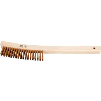 PFERD 85009 Curved Handle Scratch Brush, 4x19 Rows, Brass Wire, Wooden Block (12pk)