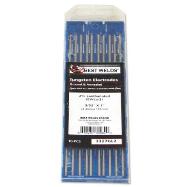 BEST WELDS 900-3327GL2 - Tungsten Electrode, 2% Lanthanated, 7" Size 3/32