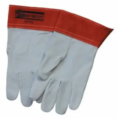 BEST WELDS 902-10TIG-M - 10-TIG Capeskin Welding Gloves, Medium, White/Red