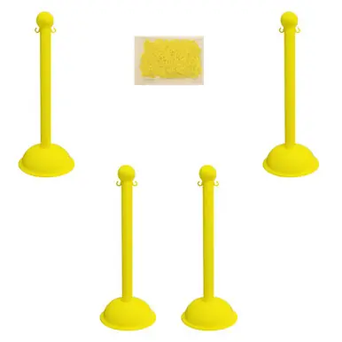 Mr. Chain 71302-4 Heavy Duty 3" Stanchion (4 Pack) Yellow