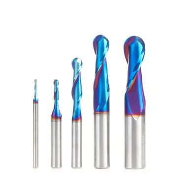 AMS-290-K 5-Piece Solid Carbide CNC Spektra Extreme Up-Cut Spiral Ball Nose Router Bit Set