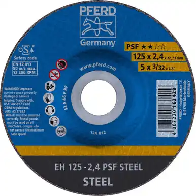 PFERD 69911 5" x 3/32" Cut-Off Wheel, 7/8" A.H. PSF STEEL - Type 27 (25pk)