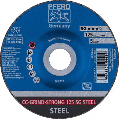 PFERD 61263 5" CC-GRIND-STRONG 7/8" A.H. - SG STEEL (10pk)