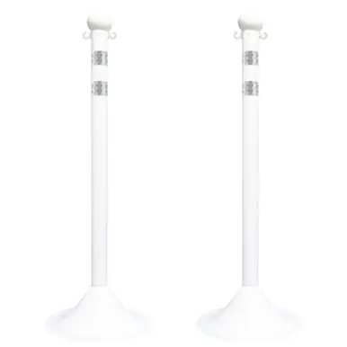 Mr. Chain 91546-2 Light Duty 2" Reflective Stanchions (2 Pack) White