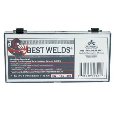 BEST WELDS 901-932-145-350 - 2" Glass Magnifier Plate, 2" x 4.25" 3.5 Diopter, Clear