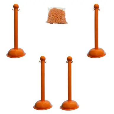 Mr. Chain 71312-4 Heavy Duty 3" Stanchion (4 Pack) Safety Orange