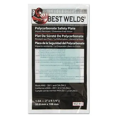 BEST WELDS 901-932-440 - 2" Safety Plate, 2" x 4.25" Polycarbonate, Clear