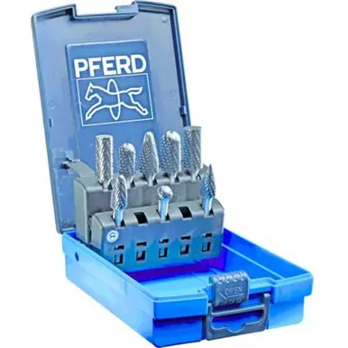PFERD 26546 8 Piece Bur Set - 1/4" Shank, Plastic Case, Single Cut