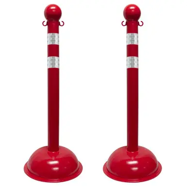 Mr. Chain 99951-2 Medium Duty 3" Reflective Stanchions (2 Pack) Red