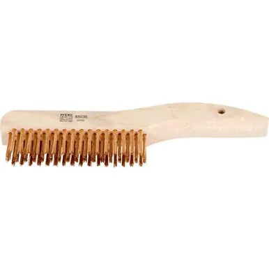PFERD 85036 Shoe Handle Scratch Brush, 4x16 Rows, Brass Wire, Wooden Block (12pk)