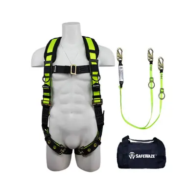 Safewaze FS147 - PRO Grommet Leg Harness & Dual-Leg Lanyard Fall Protection Kit