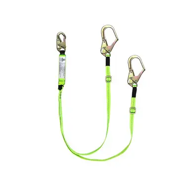 Safewaze FS566-AJ - 6‘ Adjustable Dual-Leg Energy Absorbing Lanyard w/ Rebar Hooks