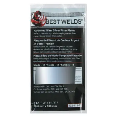 BEST WELDS 901-932-115-11 - 2" Glass Silver Mirror Filter Plate, Silver/11, 2" x 4.25" Glass