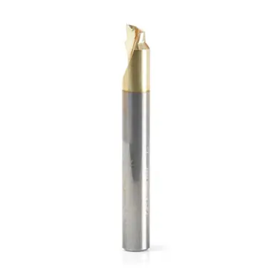 Amana 51627 Aluminum Chamfer Edge 3/16 D x 1/8 CH x 1/4 Shank x 2" x Single Flute ZrN Coated Up-Cut