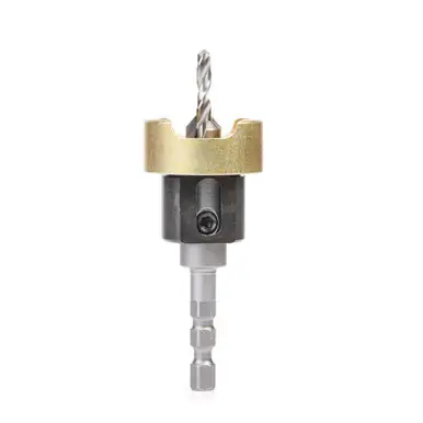 Amana 55336 Carbide Tipped 82 Degree Countersink w/ Adjustable Depth Stop and No-Thrust BB, Hybrid