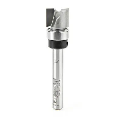 Amana 45481 Carbide Tipped Flush Trim Plunge Template 1/2 D x 3/8 CH x 1/4" Shank w/ Upper Ball