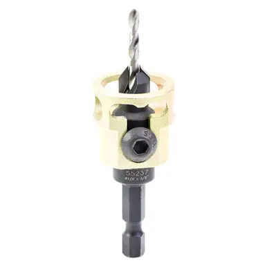 Amana 55237 Carbide Tipped Adjustable Countersink w/Depth-Stop 3/8 D x 49 Degree Angle x 1/4 Shank