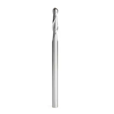 Amana 46451 Up-Cut Spiral Ball Nose 1/8 R x 1/4 D x 1 CH x 1/4 Shank x 4" x 2 Flute Router Bit w/