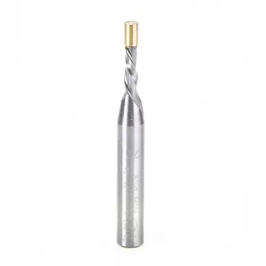 Amana 46296 UltraTrim Spiral 1/8 D x 3/8 CH x 1/4 Shank x 2" w/ Brass Pilot Guide Down-Cut Router