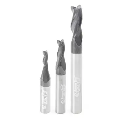 Amana AMS-156 3-Pack Spiral End Mill 1/8, 3/16, 1/4 D,Stainless Steel & Non-Ferrous Metal Cutting w/