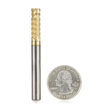 Amana 46302 ZrN Coated Honeycomb Cutting 1/4 D x 3/4 CH x 1/4 Shank x 2-1/2" , 6-Flute Router Bit