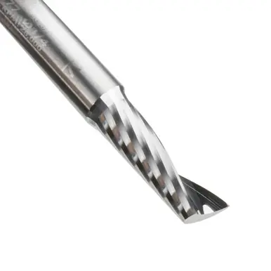 Amana 51377-Z Spiral O-Single Flute, Aluminum Cutting 1/4 D x 3/4 CH x 1/4 Shank x 2" Up-Cut ZrN