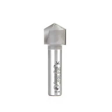 Amana 45753 Carbide Tipped V Groove 120 Deg x 19.5mm (49/64) D x 3/4 CH x 1/2" Shank Router Bit