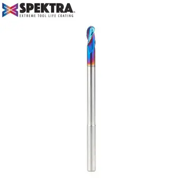 Amana 46490-K Extra Long CNC Spektra 2D/3D Carving Tapered Ball Nose 0.10 Deg Angle x 1/4 Dia x 1/8