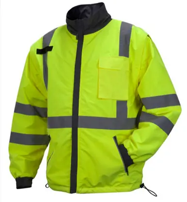 Pyramex RJR3410XL Hi-Vis Lime Windbreaker Polyester Jacket, 4-in-1, Size X-Large