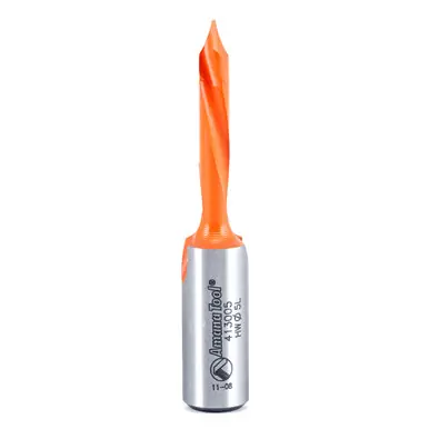 Amana 413005 Carbide Tipped Through-Hole Boring Bit L/H 5mm D x 58mm Long x 10mm Shank