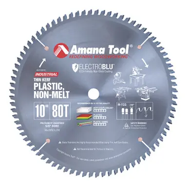 Amana LB10801C Electro-Blu Carbide 10" x 80T Non-Melt Plastic Blade
