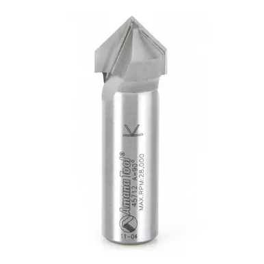 Amana 45712 Carbide Tipped V Groove 90 Deg x 5/8 D x 1/2 CH x 1/2" Shank Router Bit
