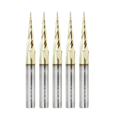 Amana 46280-5, 5-Pack CNC 2D/3D Carving 6.2 Deg Tapered Angle Ball Nose x 1/32 D x 1/64 R x 1 CH x