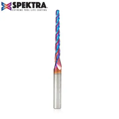 Amana 46284-K CNC Spektra 2D/3D Carving 1 Deg Tapered Angle Ball Nose x 1/8 D x 1/16 R x 1-1/2 CH x