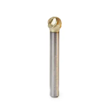 Amana BURS-154NF Ball Shape Head 3/8 D x 5/16 CH x 1/4 Shank x 2-1/8" ZrN Coated Double Cut SD Burr