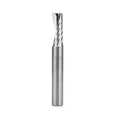 Amana 51378 Spiral O-Single Flute, Aluminum Cutting 3/8 D x 1 CH x 3/8 Shank x 3" Up-Cut Router Bit